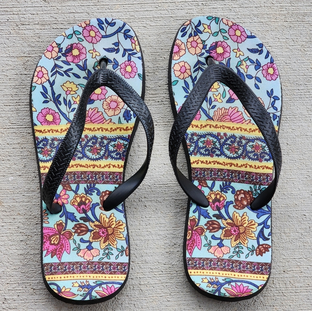 Boho Folktown  Sandals Flip Flops Large